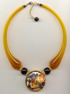 Kandinsky's "In the Black Circle", Blown Murano Glass, Topaz Tube Necklace